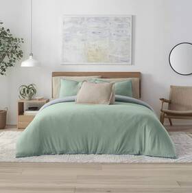Vellux 028828679697 Snuggle Sage/gray Comforter Set Shams Size King