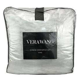 Vera Wang 883893834071 Illusion King Comforter And Shams Set Silver - 384