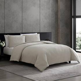 Vera Wang 883893920309 Puckered Silver Textured 3 Pc. Comforter Set Queen