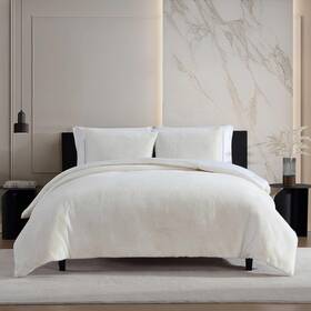 A0006130 Vera Wang Queen Comforter Set Ultra-soft Faux Fur Knit Bedding With Prewashed Microfibe