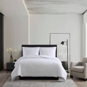 Ushsa51201219 Vera Wang Double Diamond 3-piece White Cotton Blend King Comforter Set