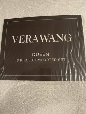 Ushsa51216523 Vera Wang Comforter Set 96 Inch X 92 Solid Color Queen Cotton Blend White 3-pcs