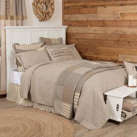 51711 Vhc Brands Sawyer Mill Farmhouse Charcoal Queen Quilt Set Ticking Stripe W Shams