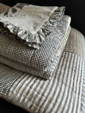 Vhc Brands 840233949710 Farmhouse California King Quilt Sham Set Black Sawyer Mill Cotton 4pc