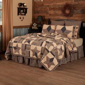 Vhc Brands 840233950303 Primitive King Quilt Set Black Patchwork Bingham Star Cotton