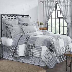 Vhc Brands 840233951645 Farmhouse King Quilt Set Black Sawyer Mill Textured Cotton Hand