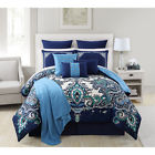 Victoria Classics New York Istanbul 16 Piece King Comforter Set Bed In Bag Blue Floral 735732131813