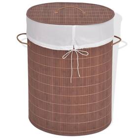 Vidaxl 718475587286 Bamboo Laundry Bin Oval Brown