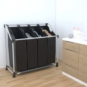 Vidaxl 718475845157 Laundry Sorter With 4 Bags Black Gray