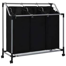 Vidaxl 719883564708 Laundry Sorter With 3 Bags Black Steel