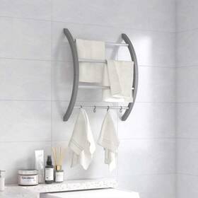 X28.3 Vidaxl 720287018575 Towel Rack With Hooks Silver 22 Inch X6.3 Aluminum