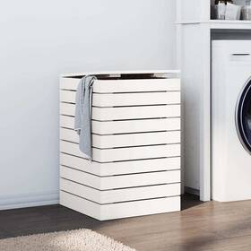 X17.3 Vidaxl 720845433369 Laundry Basket White 17.3 Inch X26 Solid Wood Pine