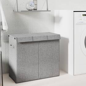 Vidaxl 720845670610 Foldable Laundry Hamper Grey 25.4x13.6x23.2 Inch Faux Linen Fabric