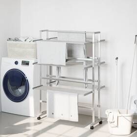 X50.8 Vidaxl 720845885656 Laundry Drying Rack With Wheels 35 Inch X25.2 Aluminum