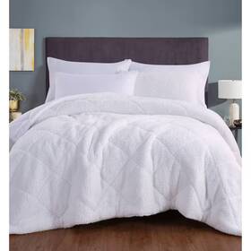 89727092 Videri Home Full/queen Cozy Faux Shearling Comforter Set White -