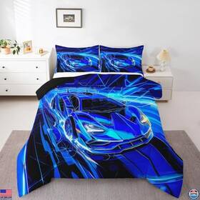 B0dzp111m2 Visit The Jejeloiu Store Blue Race Car Comforter Set Full Size Extreme Sports Bedding For Boys And Teens