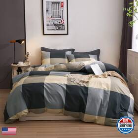 B0fhpysrdy Vm Vougemarket Full Comforter Set3 Pieces Black Gray Plaid Bedding 2