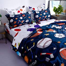 Wajade 313050966999 Sports Comforter Set Bed In A Bag Twin Size 7 Piece 3d Soccer Basketball
