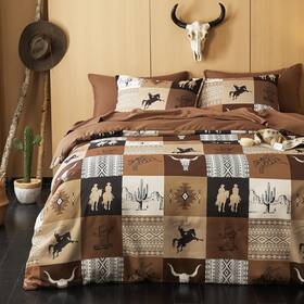 B-h1640-h1051-f Wake In Cloud M Western Comforter Set Southwestern Aztec Country Horse Cowboy Rustic Ranch