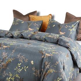 B0126-bz3-250-ck Wake In Cloud M - Floral Comforter Set Birds Flowers Leaves And Branches Patte