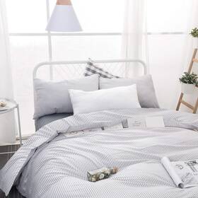 B0156-bz3-250-k Wake In Cloud M King Size Gray Striped Comforter Set - 100% Cotton 3 Piece Bedding