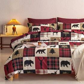 B0553-bz3-q Wake In Cloud J - Rustic Comforter Set Cabin Christmas Lodge Western Country B