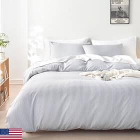 B07yd6vp1h Wake In Cloud - Striped Comforter Set Ticking Stripe Vertical Pinstripe Neutral