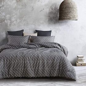 B0160-bz3-250-t Wake In Cloud Gray Comforter King Set Chevron Zig Zag Geometric Modern New