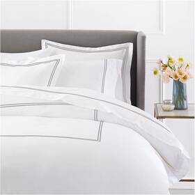 18260 Wamsutta New Triple Baratta Full/queen Comforter-sham 3 Pc White/silver