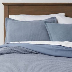 Washed Waffle Weave Duvet Cover And Sham Set Threshold Blue Twin Xl