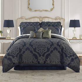 Waterford 038992952991 Vaughn 6-piece Damask Polyester King Comforter Set