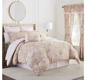 Waverly 081806664306 Mudan Beige Floral King Comforter Set 4pc New Peony Gardens