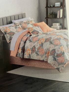 Waverly 818068017638 Traditions By 6pc Coral Century Floral Comforter Bed Set Queen Nip