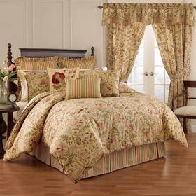 13234beddqueant Waverly 885308246356 Imperial Dress 4piece 100% Cotton Comforter Set Full/queen Antique