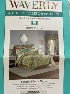 Waverly 885308756466 Queen Spring Fling Reversible 4- Piece Comforter Set