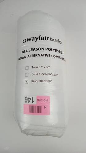 Wayfair 840970152473 Basics All Season Polyester King Down Alternative Comforter White