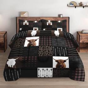 Wecozy B0dm4ggfvf Queen Size Comforter Set 2 Pillowcases Vintage Print Brown Farm 3 Pcs