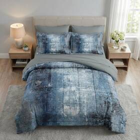 Lqq0321408-mb7s-qa-3 Wecozy 7 Pcs Queen Size Comforter Set With 2 Pillowcases And Shams Navy Indigo Blue
