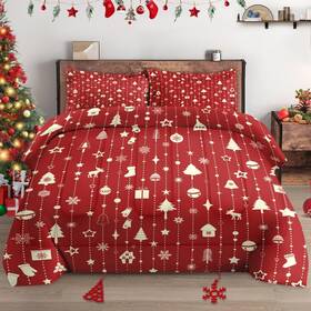 Lqq0823325-mb-tc-jp Wecozy Twin Size Comforter Set With Pillowcase Winter Happy Christmas Red Snowflake So