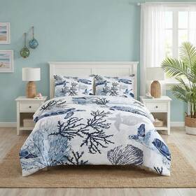 Lqq0824306-mb-qa-jp Wecozy Queen Size Comforter Set With 2 Pillowcases Animal Blue Turtle Sea Coral Sof