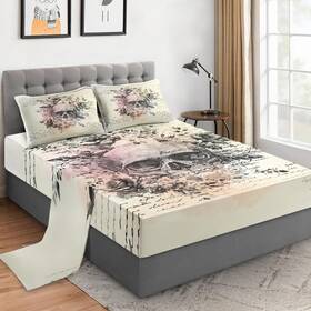 Lqq10073048-fpbs-ta-jp Wecozy Twin Size 3 Pcs Bed Fitted Sheet Set With 14 Inch Deep Pocket Retro Skull