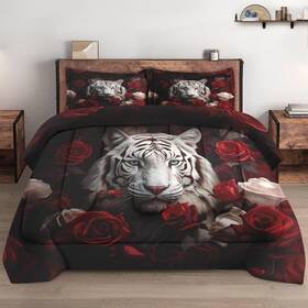 Lqq10293088-mb-qa-jp Wecozy Queen Size Comforter Set With 2 Pillowcases White Tiger Wild Animal 3 Pcs Be