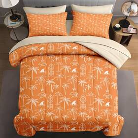 Sss1078787-mb7s-ta Wecozy 5 Pcs Twin Size Comforter Set With Pillowcase And Sham Boho Palm Tree Beach Be