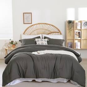 B0cqp3ry8y Weigelia Full Size Comforter Set 7 Pieces Dark Grey Bed