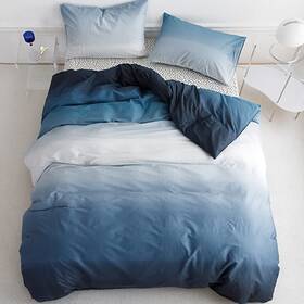 Wb100-gra Wellboo Blue White Gradient Comforter Sets Full Solid Ocean Sea Bedding