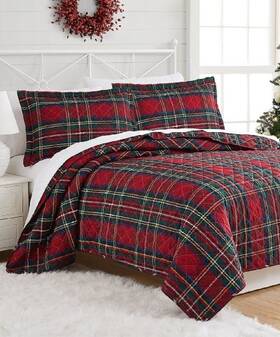 Wellerman 196210016051 Red Tartan 3-piece Reversible King Comforter Set V-6911