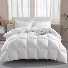 Wl-bs016-k-yss-us Wellos Goose Feature Down Comforter King Size 850 Fill Power - 100% Pure Cotton All