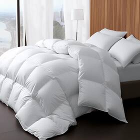 Wl-qt-bs016-k-llh Wellos Luxury Goose Feather Down Comforter King Size 850 Fill-power White