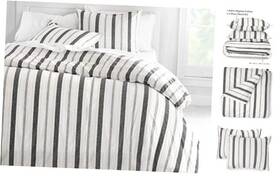 Welspun 887719174365 Carden Size Duvet 3 Piece Set-1 Cover 2 Pillow King Striped Iron Gate
