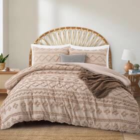 Kd-037 Wendier Oli Anderson Khaki King Comforter Set Tufted Bedding 3 Pieces Boho Sha